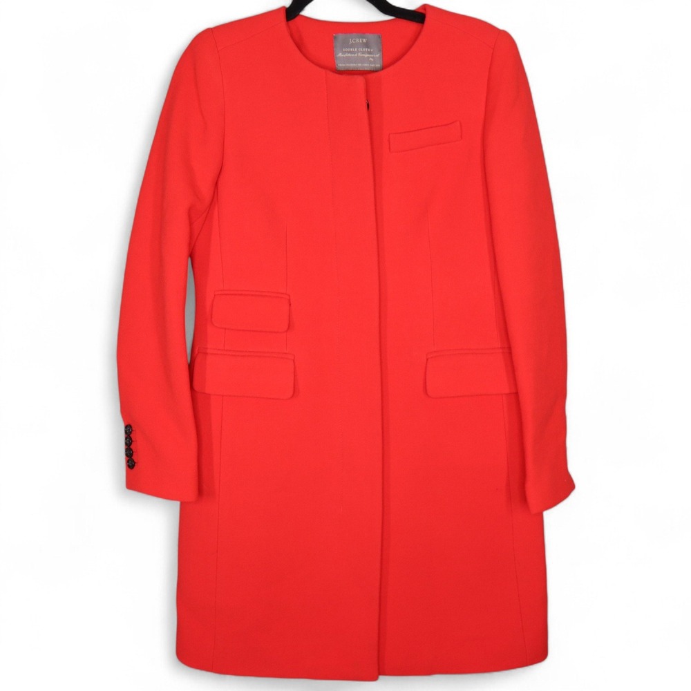J. Crew Double Cloth Symphony Coat Red Manifattura di Carignano See Measurements